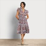 jp Sam Edelman 女性 ケンナ ミディドレス 青い花柄 4NFV0P1100 衣服