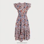 jp Sam Edelman 女性 ケンナ ミディドレス 青い花柄 4NFV0P1100 衣服 - Image 5
