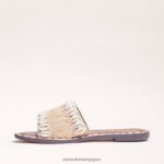 jp Sam Edelman 女性 ゲイル ビーズ スライド サンダル ナチュラルアイボリー 4NFV0P455 履物 - Image 4