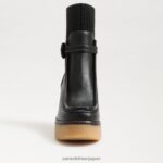 jp Sam Edelman 女性 シドニーブーツ 黒い革 4NFV0P873 履物 - Image 3