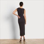 jp Sam Edelman 女性 シャーリング ミディドレス 黒 4NFV0P1080 衣服 - Image 4