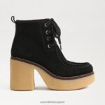jp Sam Edelman 女性 ショー レースアップ ブーティ 黒いスエード 4NFV0P843 履物 - Image 2