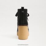 jp Sam Edelman 女性 ショー レースアップ ブーティ 黒いスエード 4NFV0P843 履物 - Image 5