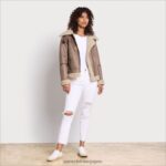 jp Sam Edelman 女性 ショートアビエータージャケット ライトカーキ 4NFV0P1276 衣服