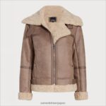 jp Sam Edelman 女性 ショートアビエータージャケット ライトカーキ 4NFV0P1276 衣服 - Image 5