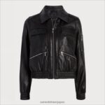 jp Sam Edelman 女性 ショートアビエーターレザージャケット 黒 4NFV0P1166 衣服 - Image 5