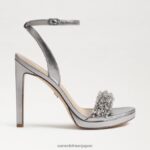 jp Sam Edelman 女性 ジェイド ペルラ アンクルストラップ ヒール ピューター 4NFV0P616 履物 - Image 2