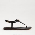 jp Sam Edelman 女性 ジジ シグネット トング サンダル 黒い革 4NFV0P557 履物 - Image 2