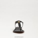 jp Sam Edelman 女性 ジジ シグネット トング サンダル 黒い革 4NFV0P557 履物 - Image 3