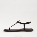 jp Sam Edelman 女性 ジジ シグネット トング サンダル 黒い革 4NFV0P557 履物 - Image 4