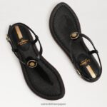 jp Sam Edelman 女性 ジジ シグネット トング サンダル 黒い革 4NFV0P557 履物 - Image 7
