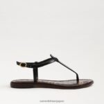 jp Sam Edelman 女性 ジジ トング サンダル 黒い革 4NFV0P227 履物 - Image 2