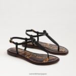 jp Sam Edelman 女性 ジジ トング サンダル 黒い革 4NFV0P227 履物