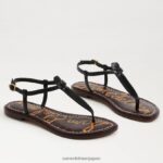 jp Sam Edelman 女性 ジジ トング サンダル 黒い革 4NFV0P227 履物 - Image 7