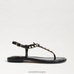 jp Sam Edelman 女性 ジジ パール トング サンダル ブラックパテント 4NFV0P554 履物 - Image 2