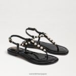 jp Sam Edelman 女性 ジジ パール トング サンダル ブラックパテント 4NFV0P554 履物