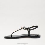 jp Sam Edelman 女性 ジジ パール トング サンダル ブラックパテント 4NFV0P554 履物 - Image 4
