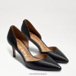 jp Sam Edelman 女性 ジャイナ ポインテッドトゥ キトゥンヒール 黒い革 4NFV0P550 履物