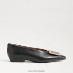 jp Sam Edelman 女性 ジャニナ ポインテッドトゥ フラット 黒い革 4NFV0P394 履物 - Image 2