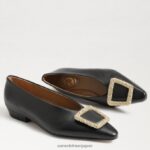 jp Sam Edelman 女性 ジャニナ ポインテッドトゥ フラット 黒い革 4NFV0P394 履物 - Image 7