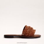 jp Sam Edelman 女性 ジャーダ ウーブン スライド サンダル ライトクオイオブラウン 4NFV0P404 履物 - Image 2