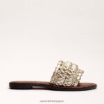 jp Sam Edelman 女性 ジャーダ ウーブン スライド サンダル 金箔 4NFV0P406 履物 - Image 2