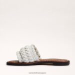 jp Sam Edelman 女性 ジャーダ ウーブン スライド サンダル 明るい白色 4NFV0P403 履物 - Image 4