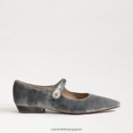 jp Sam Edelman 女性 ジーン メリージェーン ポインテッドトゥ フラット スモーキーブルーベルベット 4NFV0P541 履物 - Image 2