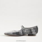 jp Sam Edelman 女性 ジーン メリージェーン ポインテッドトゥ フラット スモーキーブルーベルベット 4NFV0P541 履物 - Image 4