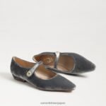 jp Sam Edelman 女性 ジーン メリージェーン ポインテッドトゥ フラット スモーキーブルーベルベット 4NFV0P541 履物 - Image 7