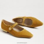 jp Sam Edelman 女性 ジーン メリージェーン ポインテッドトゥ フラット サフランベルベット 4NFV0P540 履物 - Image 7
