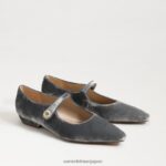 jp Sam Edelman 女性 ジーン メリージェーン ポインテッドトゥ フラット スモーキーブルーベルベット 4NFV0P541 履物