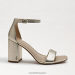 jp Sam Edelman 女性 ダニエラ ブロックヒール サンダル ゴールドメタリックレザー 4NFV0P304 履物 - Image 2