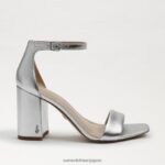 jp Sam Edelman 女性 ダニエラ ブロックヒール サンダル シルバーメタリックレザー 4NFV0P298 履物 - Image 2