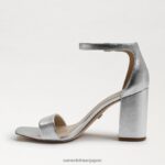 jp Sam Edelman 女性 ダニエラ ブロックヒール サンダル シルバーメタリックレザー 4NFV0P298 履物 - Image 4