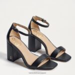 jp Sam Edelman 女性 ダニエラ ブロックヒール サンダル 黒い革 4NFV0P299 履物