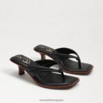 jp Sam Edelman 女性 ダフニー トング サンダル 黒い革 4NFV0P708 履物