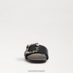 jp Sam Edelman 女性 ディーコン スライド サンダル 黒い革 4NFV0P419 履物 - Image 3