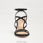 jp Sam Edelman 女性 デラニー ストラップ付きヒール 黒いスエード 4NFV0P650 履物 - Image 3