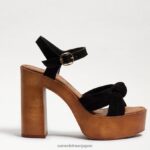 jp Sam Edelman 女性 トリスタ プラットフォームサンダル 黒いスエード 4NFV0P402 履物 - Image 2