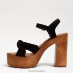 jp Sam Edelman 女性 トリスタ プラットフォームサンダル 黒いスエード 4NFV0P402 履物 - Image 4