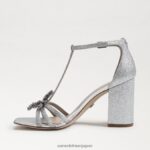 jp Sam Edelman 女性 ドニーブロックヒールサンダル ソフトシルバー 4NFV0P692 履物 - Image 4