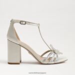 jp Sam Edelman 女性 ドニーブロックヒールサンダル パールアイボリーサテン 4NFV0P690 履物 - Image 2