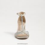 jp Sam Edelman 女性 ドニーブロックヒールサンダル パールアイボリーサテン 4NFV0P690 履物 - Image 3