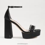 jp Sam Edelman 女性 ニネットプラットフォームヒール 黒のサテン 4NFV0P758 履物 - Image 2