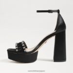 jp Sam Edelman 女性 ニネットプラットフォームヒール 黒のサテン 4NFV0P758 履物 - Image 4