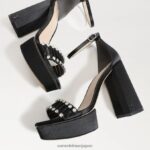 jp Sam Edelman 女性 ニネットプラットフォームヒール 黒のサテン 4NFV0P758 履物 - Image 7