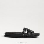 jp Sam Edelman 女性 ネッティスライドサンダル 黒い革 4NFV0P274 履物 - Image 2