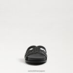 jp Sam Edelman 女性 ネッティスライドサンダル 黒い革 4NFV0P274 履物 - Image 3