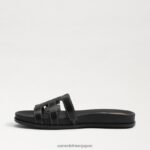 jp Sam Edelman 女性 ネッティスライドサンダル 黒い革 4NFV0P274 履物 - Image 4